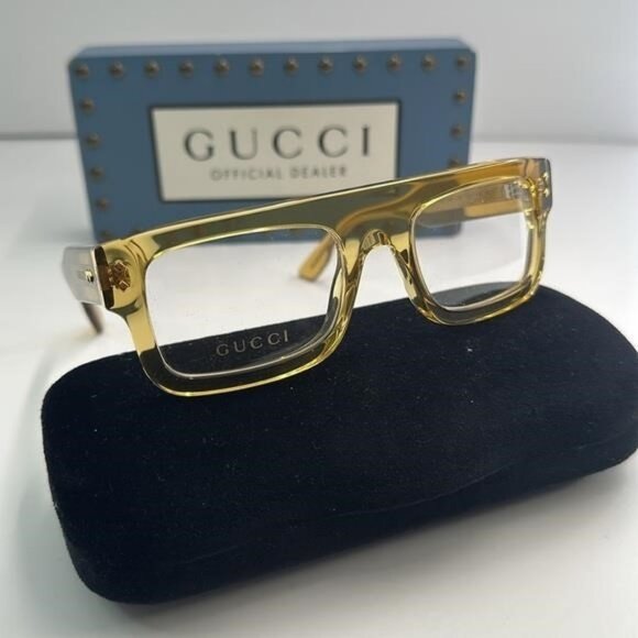 100% New Authentic- Gucci Demo Rectangular Men's Eyeglasses GG1085O 003 52 - Picture 1 of 10